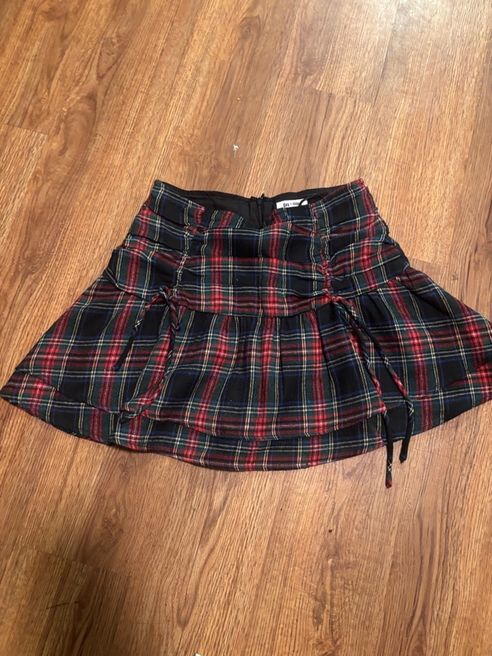 Plaid Ruffle Mini Skirt in Red and Black